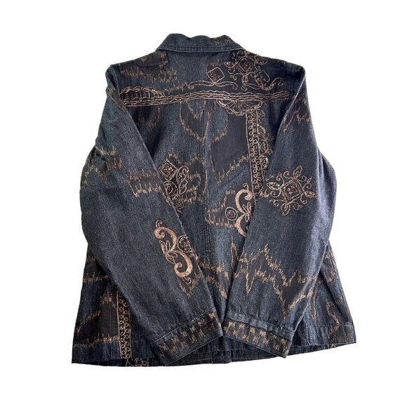 Chico's Embroidered Denim Button-Up Jacket size 1 - Picture 2 of 14